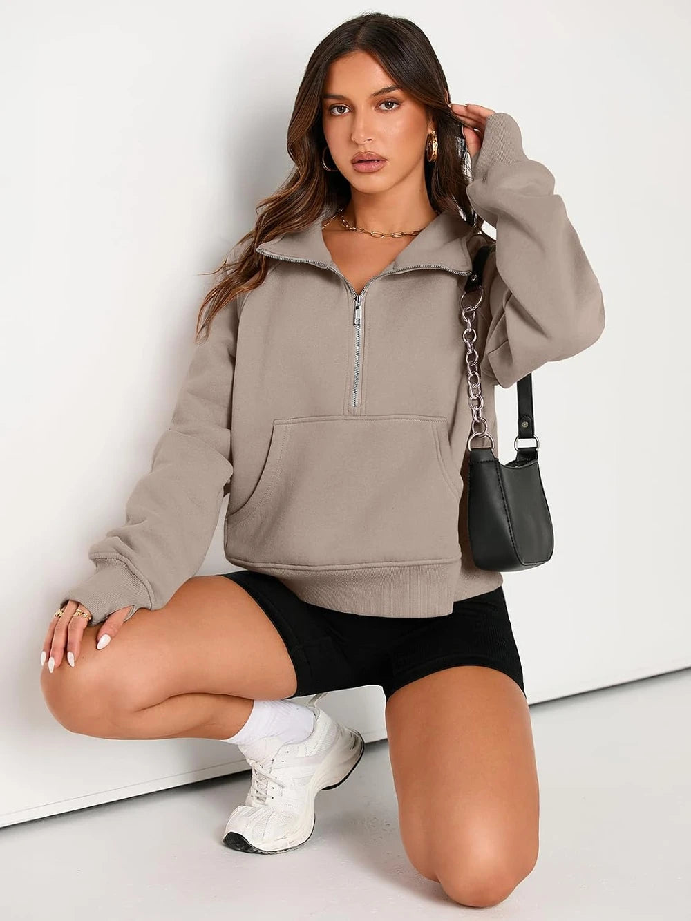 Fleece Lined Half Zip Sweatshirt