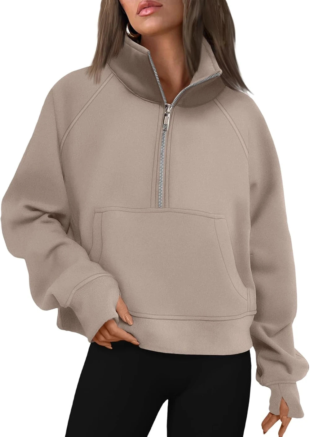 Fleece Lined Half Zip Sweatshirt