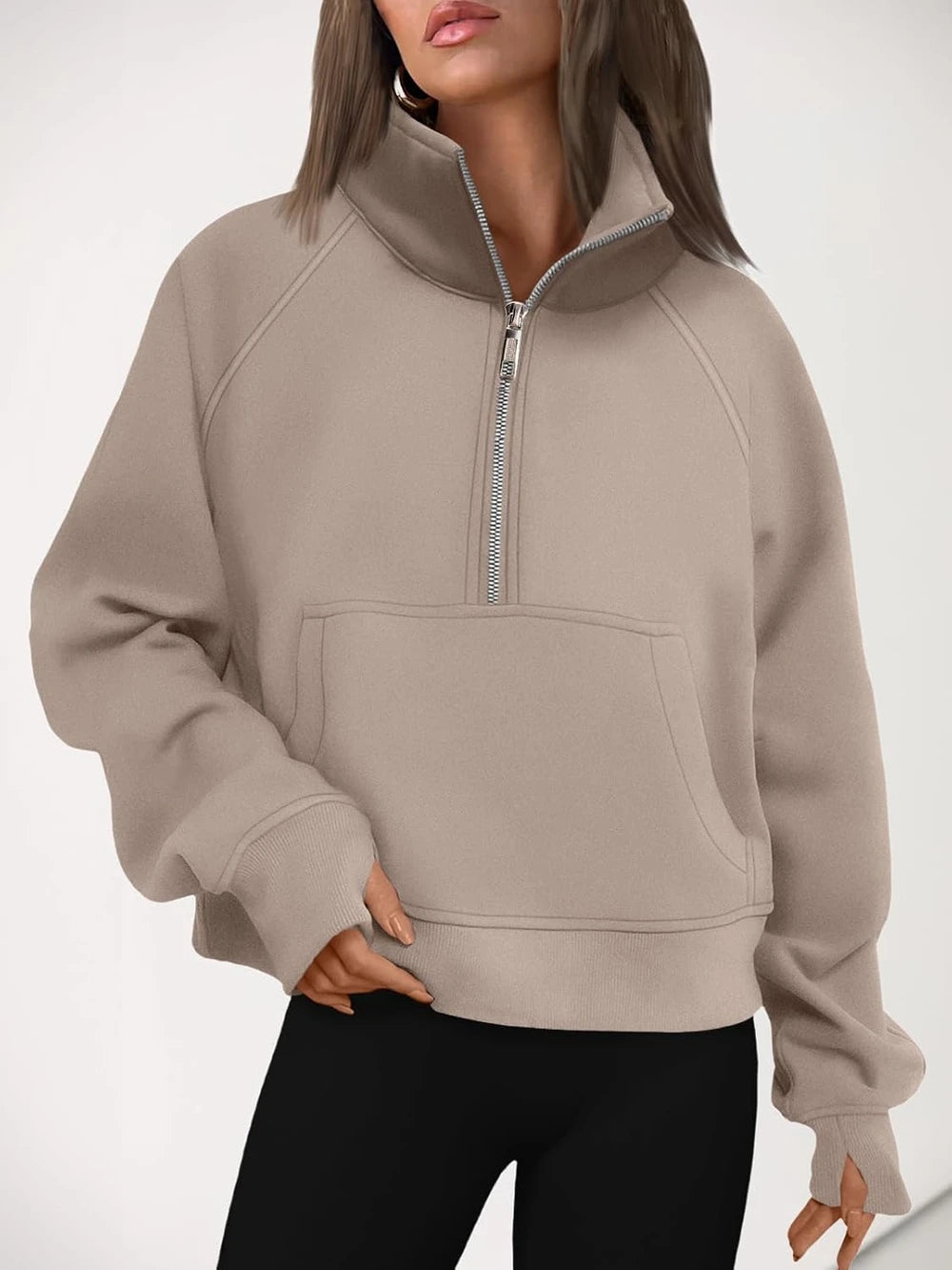 Fleece Lined Half Zip Sweatshirt