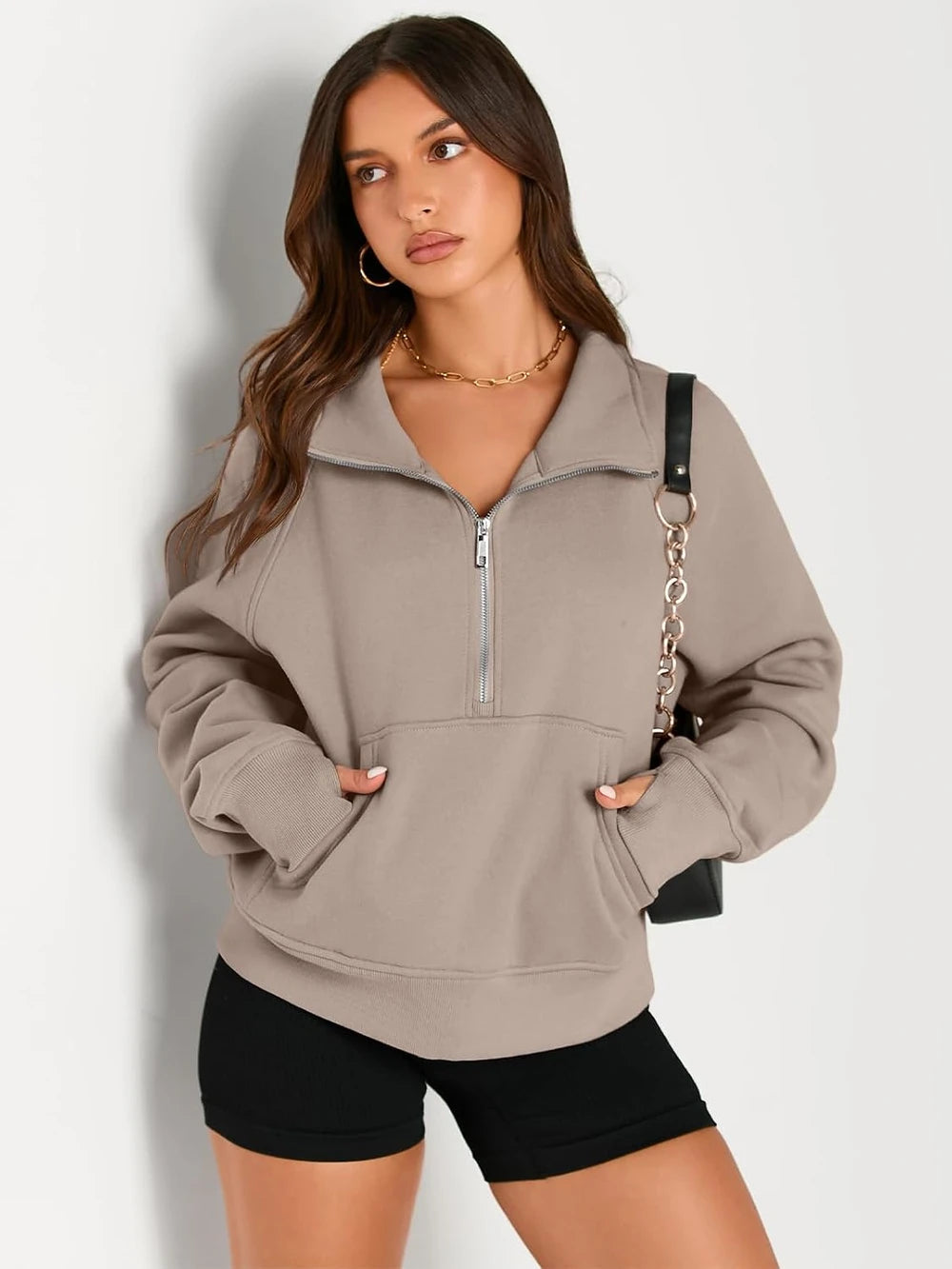 Fleece Lined Half Zip Sweatshirt