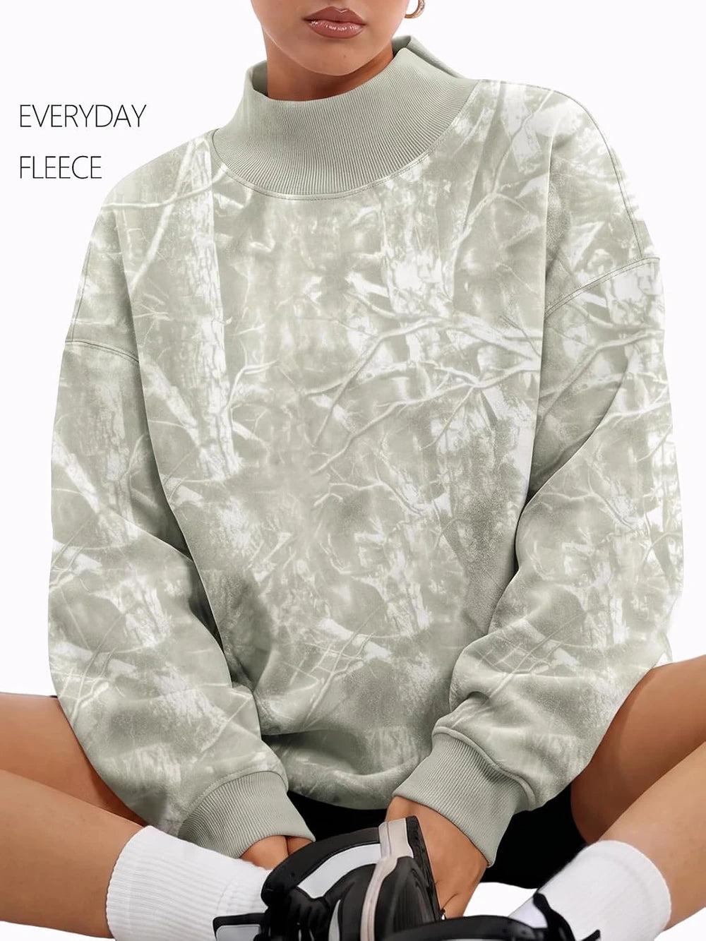 Oversized Fleece Mock Neck Sweatshirt