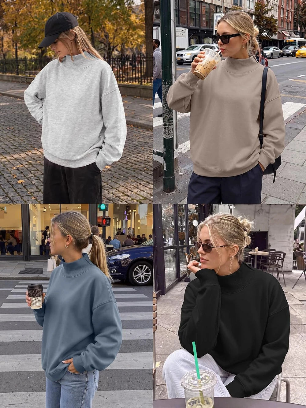 Oversized Fleece Mock Neck Sweatshirt