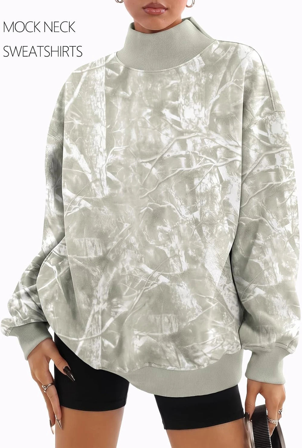Oversized Fleece Mock Neck Sweatshirt