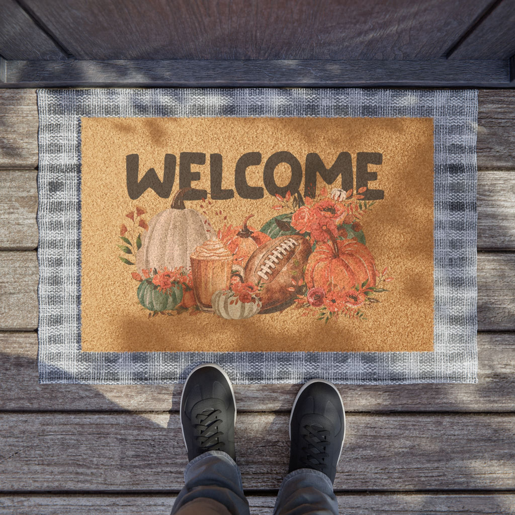 Autumn Pumpkins & Football Porch Mat
